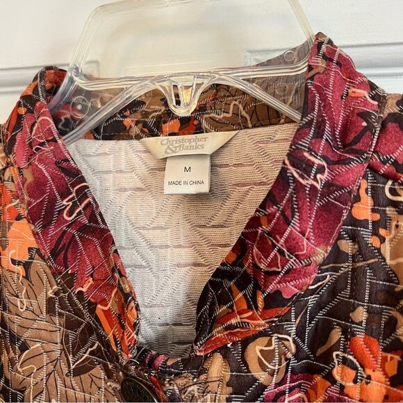 Christopher & Banks Fall Leaves Lightweight Quilted Button Jacket, Size M - Picture 4 of 9